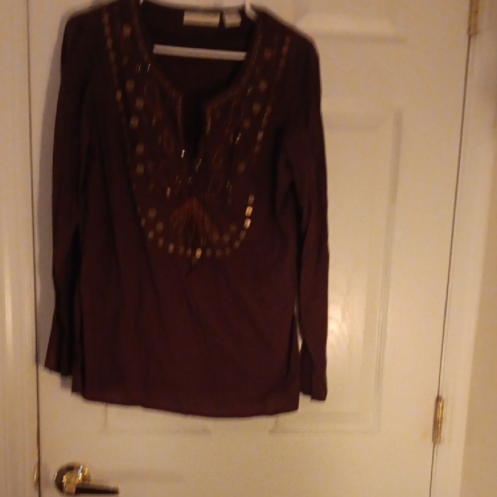 Embellished Women's Top - Brown